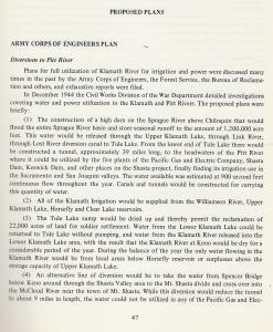 This page (47) from J.C. Boyle's book '50-Years On The Klamath' details the general plan to send water from the Klamath Basin in Oregon to Southern California
