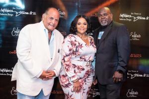 Steven Gurowitz, of Interiors by Steven G, with Tamela and David Mann at Embrace benefit concert.