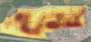 A "Heat Map" of the Lordstown Landfill shows where the greatest concentrations of toxic hydrogen sulfide gas are located