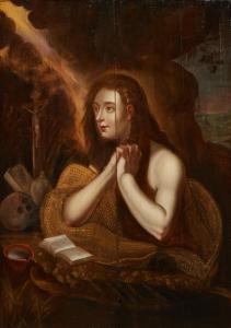 19th century oil on board painting after Domenico Tintoretto (1560-1635), titled The Penitent Magdalene (estimate: $1,000-$2,000).