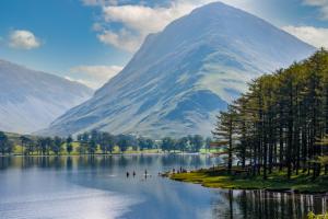 Lake of Buttermere surrounded by green hill in England's Lake District