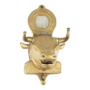 Worth and Martin (Toronto) one-cent bull’s head perfume dispenser (“Take the bull by the horns!”), made in 1902, solid brass (CA$5,900).