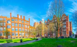 View of the Sackville gardens next to the Shena Simon campus in Manchester, England