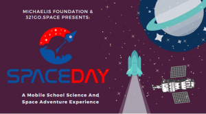 Michaelis Foundation e 321 Go Space trazem o Space Day para o Brasil 1 A imagem mostra o logo do Space Day com informações básicas como o fato do evento ser uma experiência para instituições de ensino.