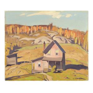 Oil on board landscape painting by Group of Seven artist Alfred Joseph Casson (Canadian, 1898-1992), titled Outside Algonquin Park (estimate: CA$30,000-$40,000).