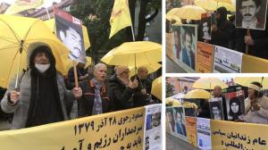 September 29, 2021 - Iranians، supporters of the MEK, former political prisoners and relatives of the martyrs in the 1988 massacre, called to prosecute the mullahs’ regime officials, especially supreme leader Ali Khamenei and the m