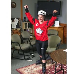 Christine Ichim, the girl who rollerbladed across Canada, strapped on her rollerblades once again to embark on the mission of cancer prevention in the fire services.
