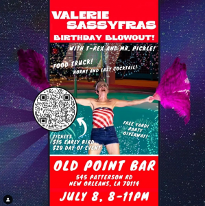 Valerie Sassyfras July 8 Birthday Blowout Flyer