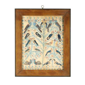 Large (18 inches by 14 inches) watercolor and ink folk art fraktur-type painting by Anna Weber (Canadian, 1814-1888), signed and dated 1870 (CA$27,140).