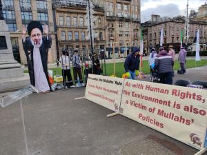 November 1- STRUAN STEVENSON at the rally of NCRI supporters during COP26 in Glasgow: Raisi is the zombie president of a dying regime. He realised that he is unable to travel freely to the West, or indeed to any civilised nation, due to his pariah statu