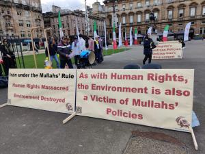 November 1- NCRI's Abedini at the rally of NCRI supporters during the COP26 summit in Glasgow: Our message today to the world leaders attending Glasgow Cop26 is clear and simple: It is time to join the Iranian people and their Resistance in rejecting th