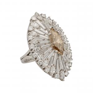 Platinum 15.45 carat diamond cocktail ring with a claw-set marquise-shaped cut diamond, weighing 4.32 carats (estimate: CA$35,000-$40,000).