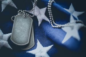 Dog tags on American Flag