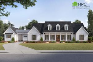 Front Exterior Rendering of 1 Story Farmhouse Plan Richmond Hill