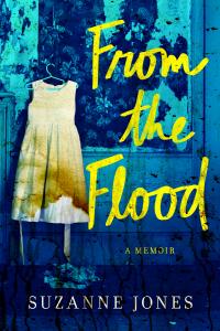From the Flood book cover. Image of white dress soiled with mud. The cover looks to be also soiled with mud, as if the book was salvaged from the flood.