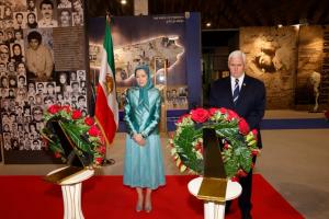 Maryam Rajavi, President-elect of the National Council of Resistance of Iran(NCRI) welcomed the Vice President and the second lady at the Ashraf 3 museum, where she guided Mr. Pence through the 120-year history of the Iranian's struggle for freedom.