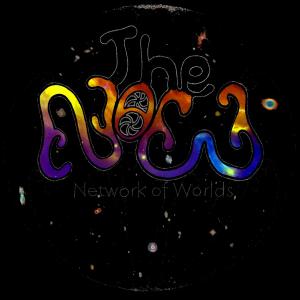 Multi-coloured, fluid shaped lettering spelling NoW, on a space background, with the words Network of Worlds underneath in and organic, white font