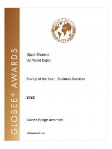 Ujwal Sharma, Founder and CEO at Uzi World Digital won the Startup of the year 2022 Award in the 14th Annual 2022 Golden Bridge Business and Innovation Awards