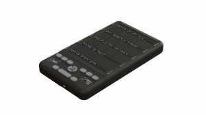 Picture showing the Orbit Slate 520 - Multi-line Braille Display with 5 lines of 20 braille cells, with a braille keypad and cursor routing buttons.