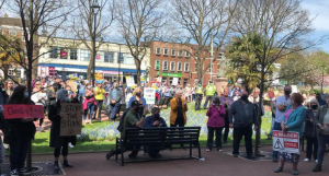 Protesters against a C&D landfill in Staffordshire, England. UK Supreme Court Justice Fordham ruled 'I am satisfied that there is a direct effect on Mathew's home, family life and private life from adverse effects of severe environmental pollution.'