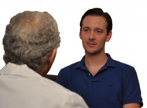 Clinician talking to virtual role-player Jack Grant to learn Motivational Interviewing