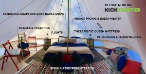 Spacious luxury bell tent glamping is roughing it with indulgence – everything you need is right here.