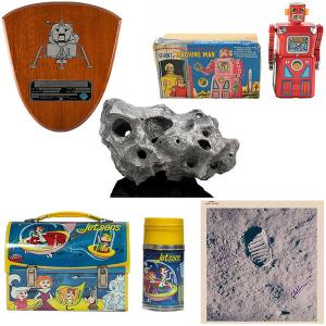 space collectibles, space memorabilia, apollo 11, moon dust, jetsons, toy robots