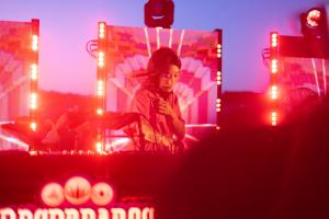 DJ Peggy Gou playing her set at a rooftop after party in Ibiza. Tickets were available for lucky partygoers that danced the most steps the night before at Elrow Ibiza
