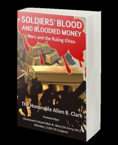 This is a photo of the cover of Soldiers Blood and Bloodied Money.