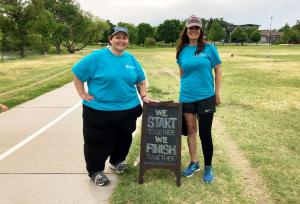 Marie Apodaca and Angela Marquez, prepare for the 3rd annual CO #LymphWalk at Sloan's Lake Park, Denver, CO.