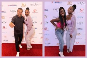Ryan West and Preshous Jordan on the red carpet with Mycah Bacchus at Studio Place