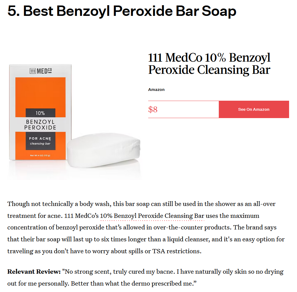 111medcos 10 Benzoyl Peroxide Soap Bar Chosen As One Of The Best Benzoyl Peroxide Body Washes 