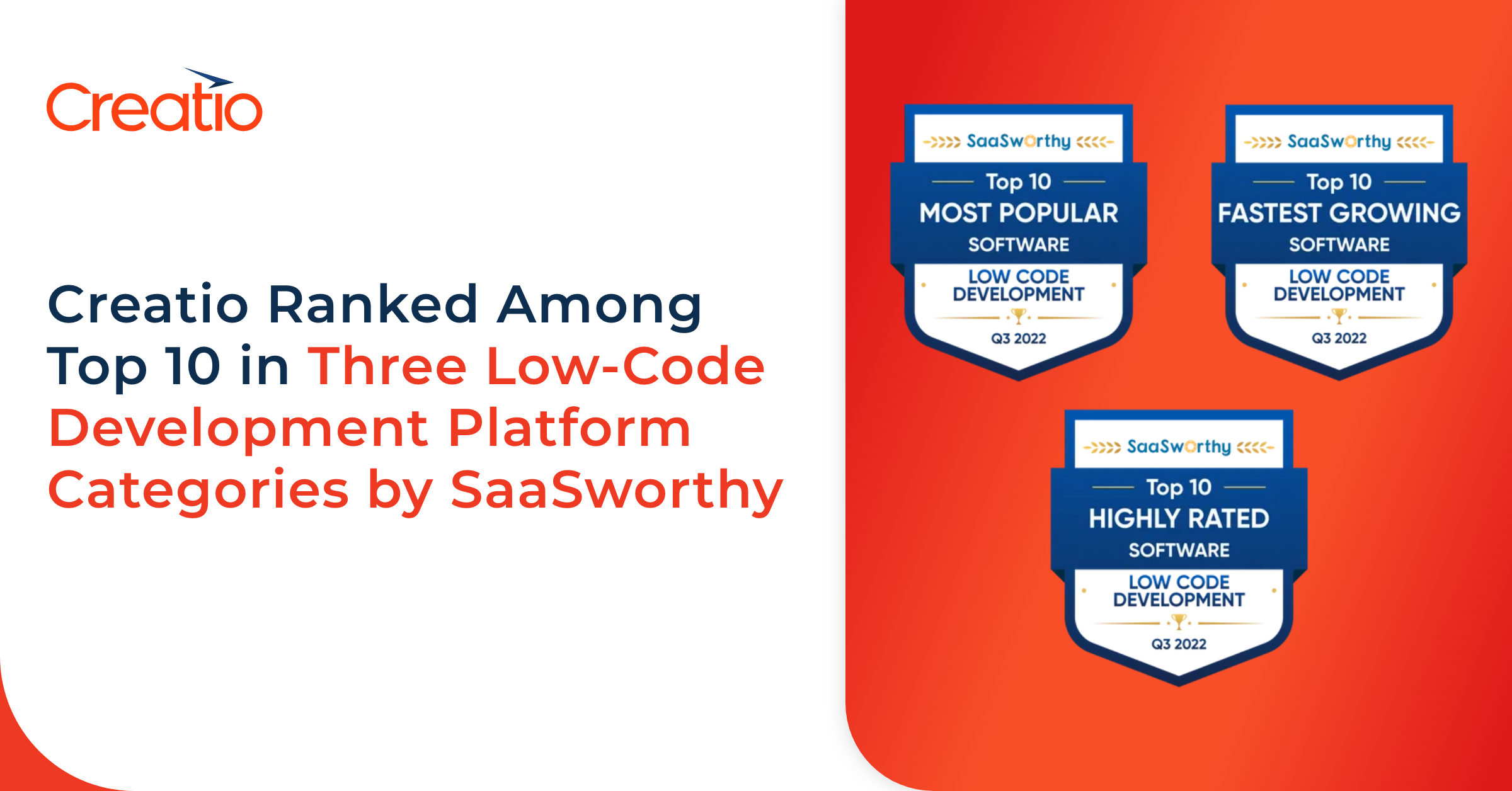 Creatio Ranked Among The Top 10 In Three Low-Code Development Platform ...