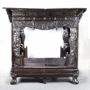 The spectacular Chinese carved canopy bed that singer Johnny Cash and his wife June Carter Cash shared in their home of 35 years in Hendersonville, Tennessee is the centerpiece lot in an Estate Art & Antiques Auction planned for Saturday, October 19th, by Ripley Auctions, online and in the gallery, located at 2764 East 55th Place in Indianapolis
The bed was sold in 2005, after the home was sold following the deaths of Mr
The auction will also feature John J
The political buttons range from antique to contemporary, and include examples for McKinley, Bryan, Roosevelt, Taft, Kennedy, Nixon, Reagan and others
In 1968, Johnny Cash was moving back to Nashville from Los Angeles when he came across a home that was under construction in Hendersonville, located about 35 miles outside of Nashville, according to Tommy Cash, Johnny’s surviving brother and, at the time, a local real estate agent
Johnny Cash wrote many of his songs at the house, the only property that he and June Carter Cash ever shared
Initially, it was listed for sale at $2
Two possible selling points might have attracted the Gibbs to the home: first, a log cabin next to the main house had been converted to a recording studio by Mr
Ripley’s next auction after the October 19th event will be a Costume Jewelry Party & Auction, on Monday, November 4th, at 3 pm Eastern time, also in the Ripley Auctions gallery in Indianapolis
Ripley Auctions offers auction services for estates, collections and personal property for individuals, heirs, executors, legal representatives and commercial clients
To learn more about Ripley Auctions and the Saturday, October 19th auction featuring a bed once owned by Johnny and June Carter Cash, visit www
# # # #
