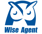 Wise Agent CRM stacked logo. Wise Agent owl